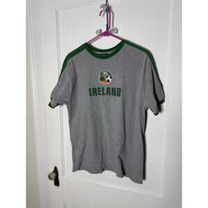 Vintage Y2K Ireland Athletic Gray Soccer T-shirt Green Embroidered Size Medium